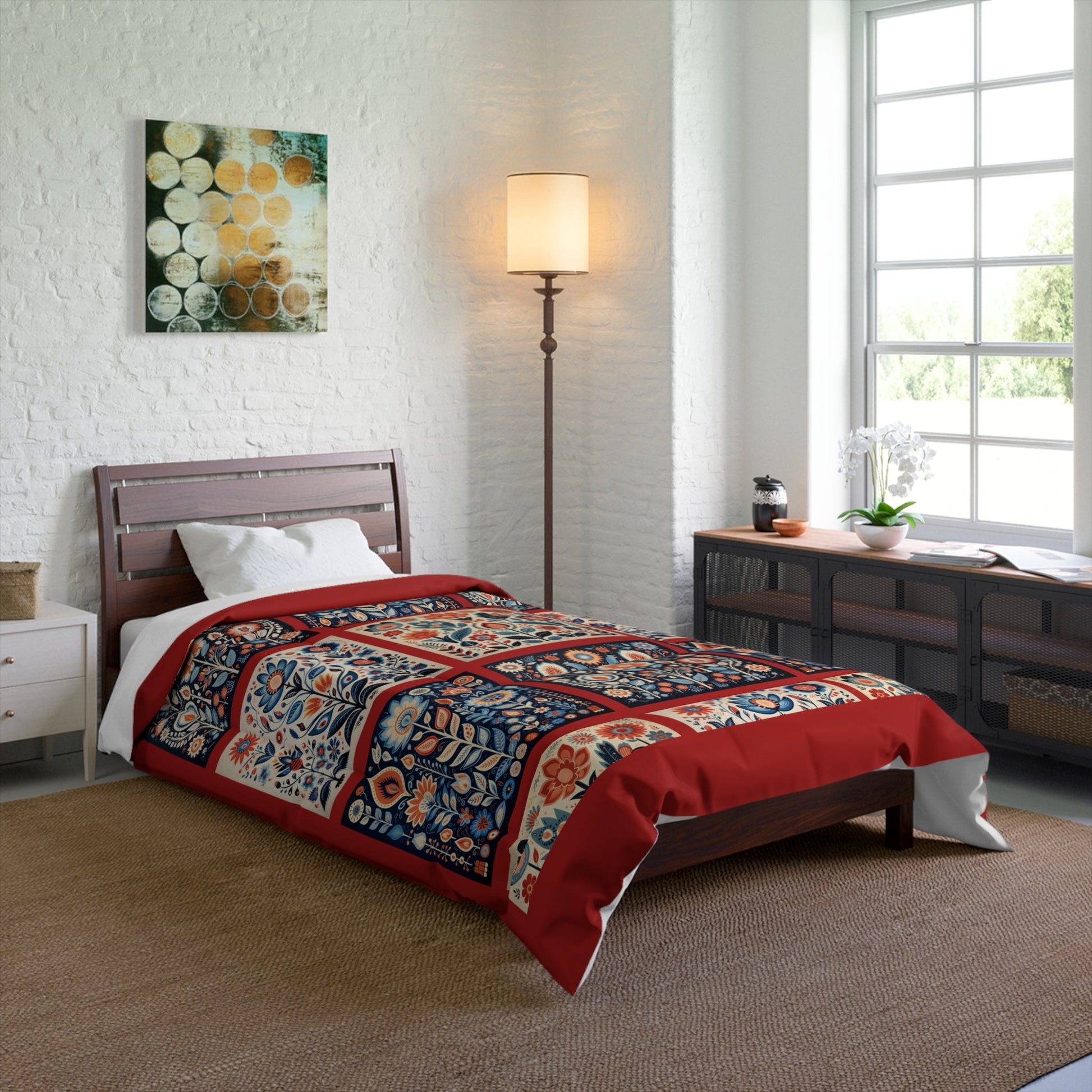 Scandinavian Folk Art King Blanket Comforter - 4 sizes - FlooredByArt