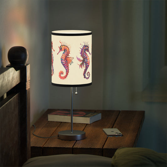 Seahorses Desk or Bedside Lamp, Beach Seahorse Accent Kitchen - Bathroom Lamp, Kids Bedroom - FlooredByArt
