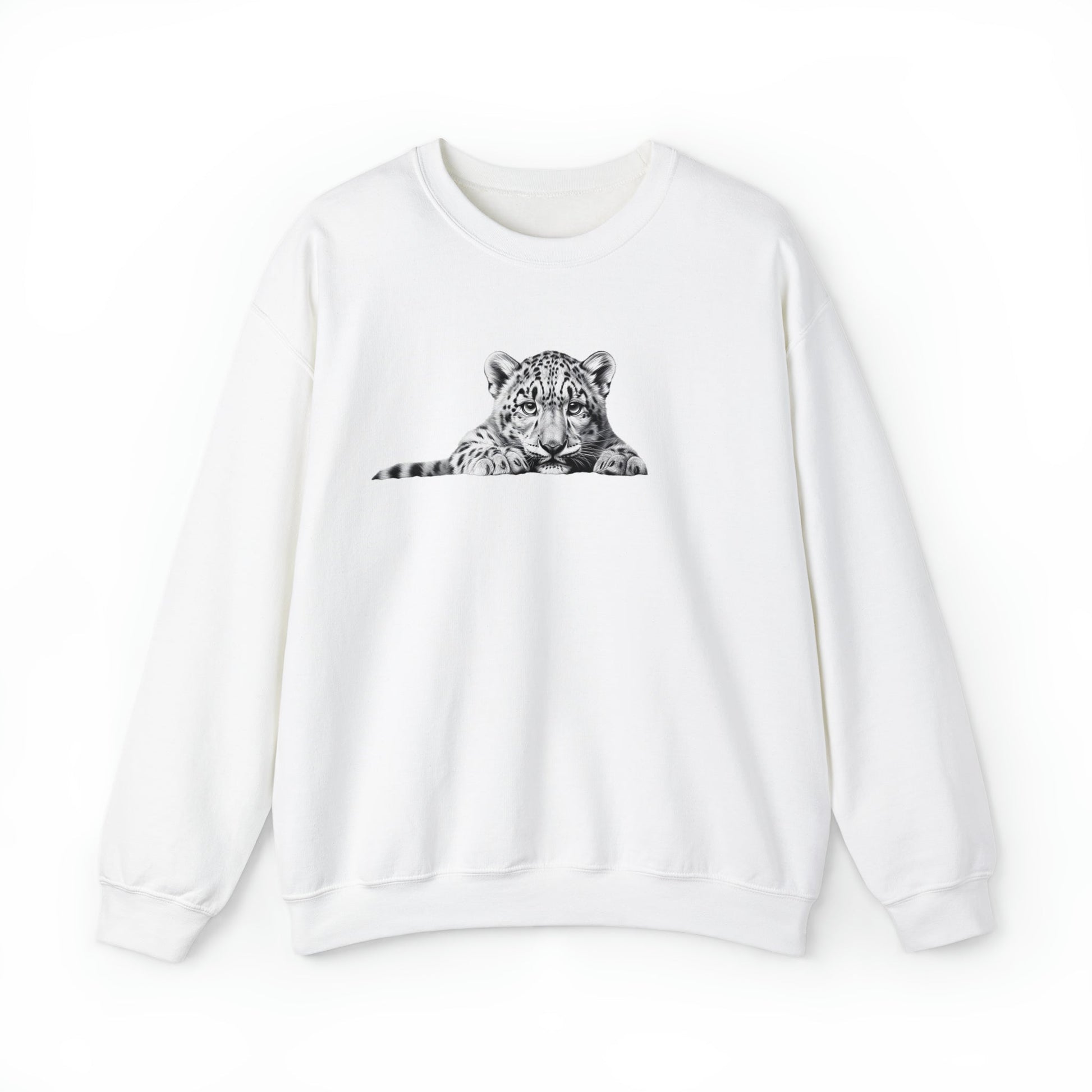 Snow Leopard Full Zip Hoodie or Sweatshirt, Jacket with Spotted Leopard, Wild Life Shirt - FlooredByArt