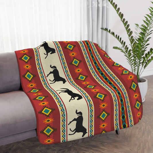 Southwest Native American Pattern Sherpa Blanket - Navaho Inspired Tribal Design - FlooredByArt