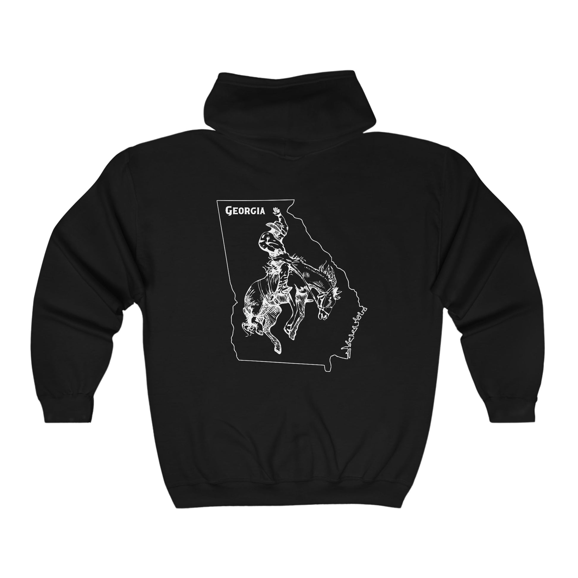 State Line Rodeo Bronco Rider Cowboy Full Zip Jacket, All 50 States - FlooredByArt