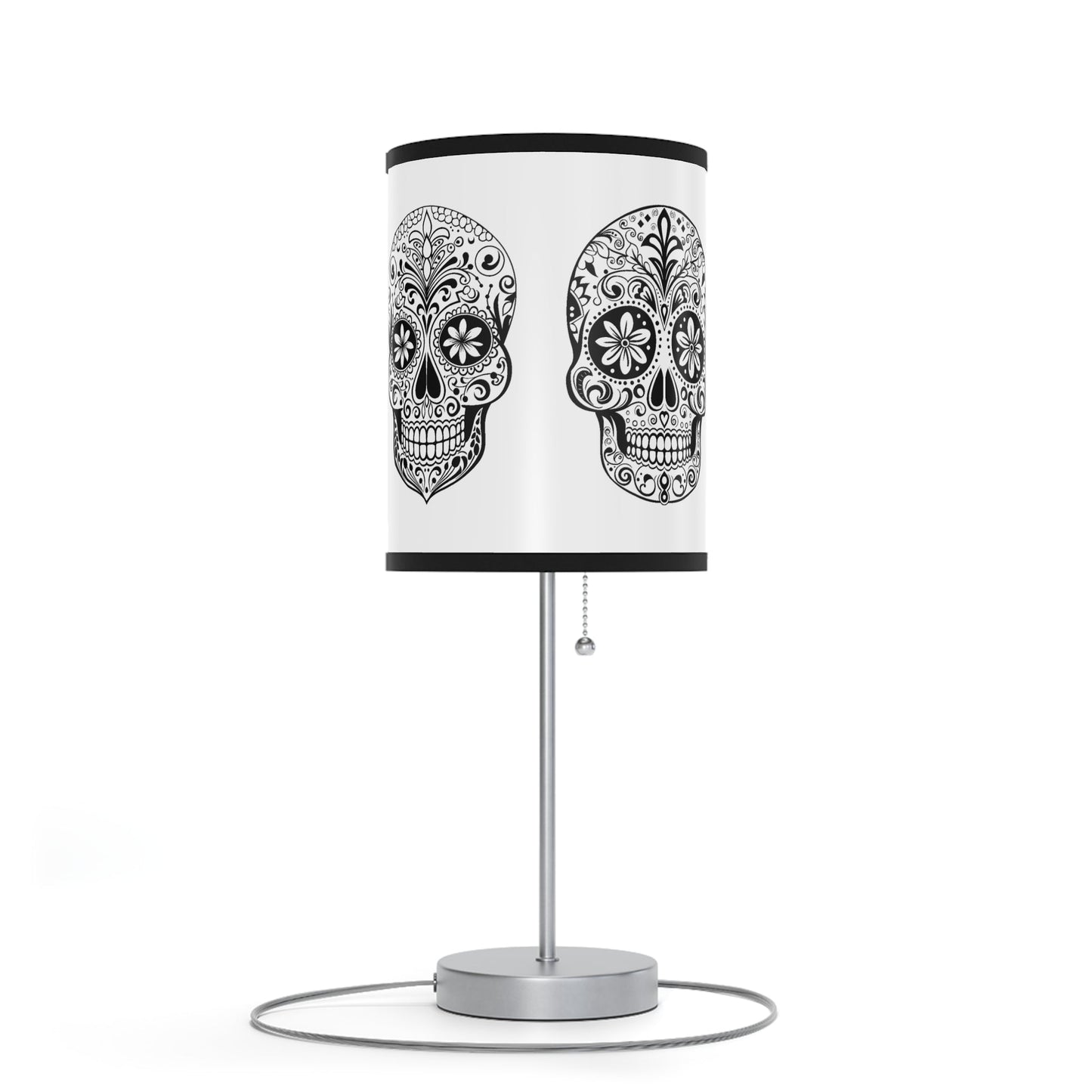 Sugar Skull Table Lamp, Intricate Detailed Decorated Sugar Skull, Day of the Dead - FlooredByArt