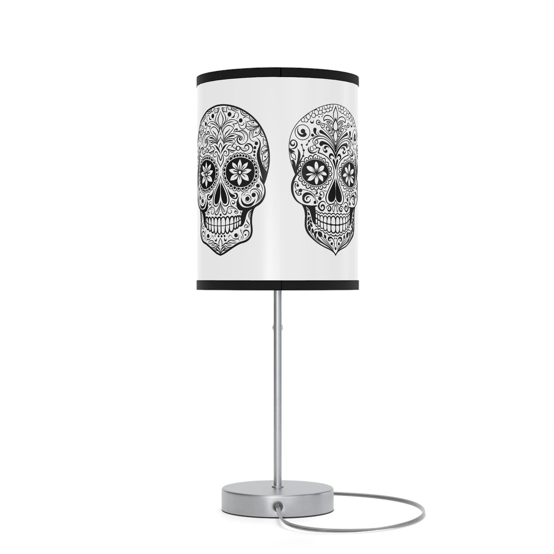 Sugar Skull Table Lamp, Intricate Detailed Decorated Sugar Skull, Day of the Dead - FlooredByArt