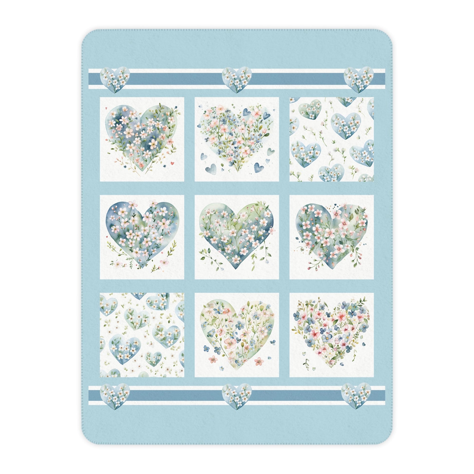 Sweethearts Blanket Throw, Cottage Garden Blanket, Floral Hearts Unique Design - FlooredByArt