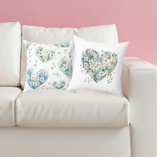 Sweethearts Throw Pillow, Cottage Garden Hearts Accent Throw Pillow - FlooredByArt