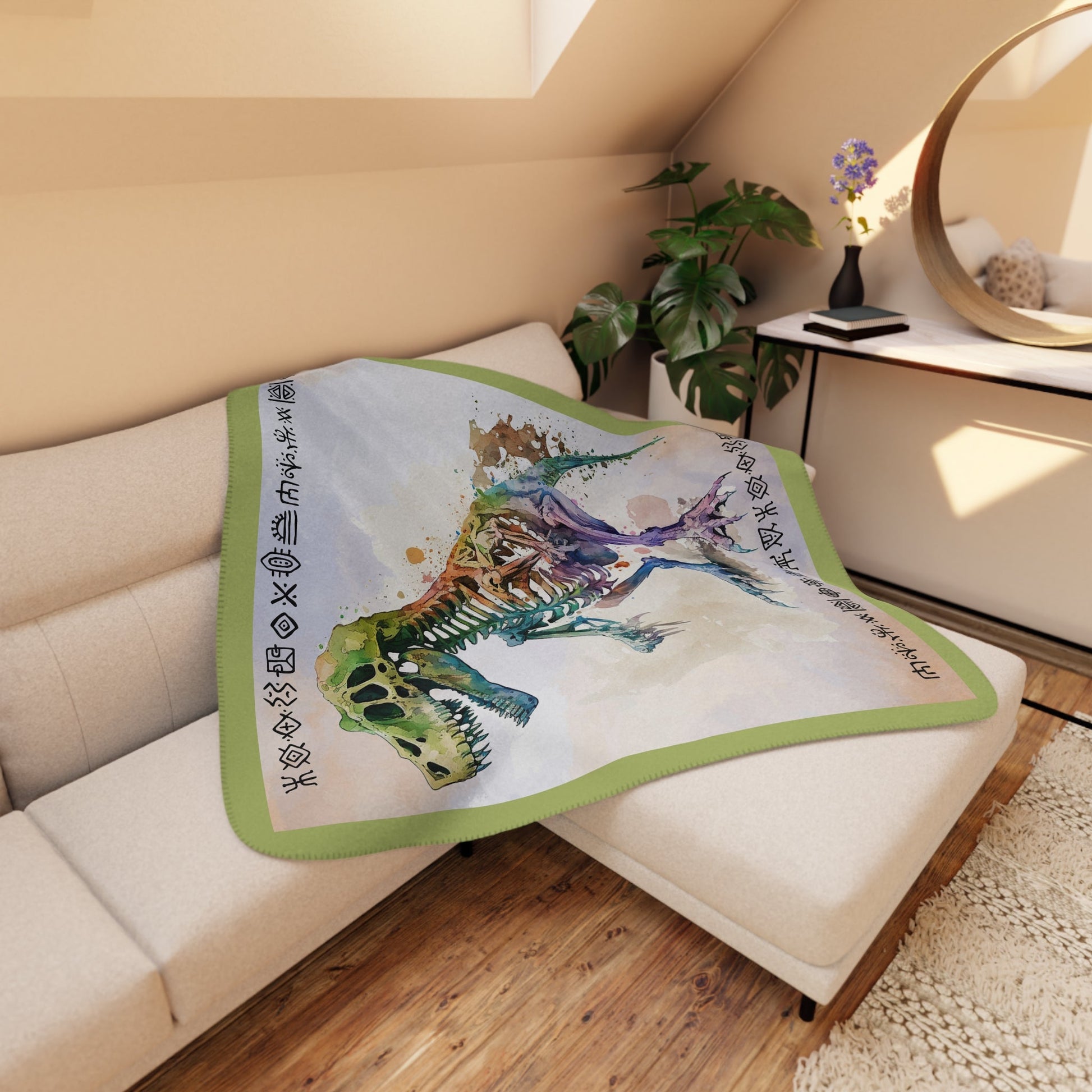 T-Rex Dinosaur Throw Blanket, Tyrannosaurus Bedspread, Gift for Dinosaur lover - FlooredByArt