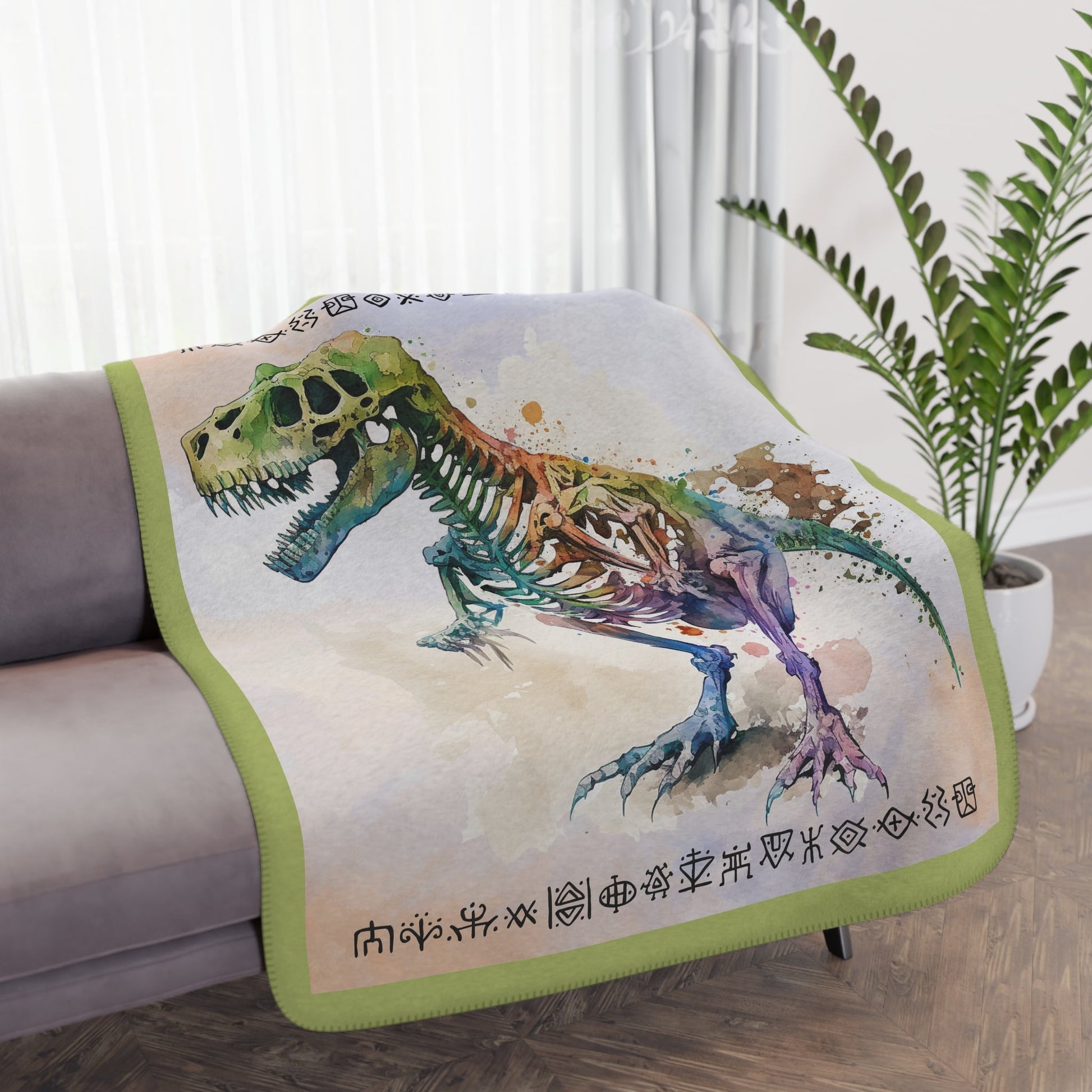 T-Rex Dinosaur Throw Blanket, Tyrannosaurus Bedspread, Gift for Dinosaur lover - FlooredByArt