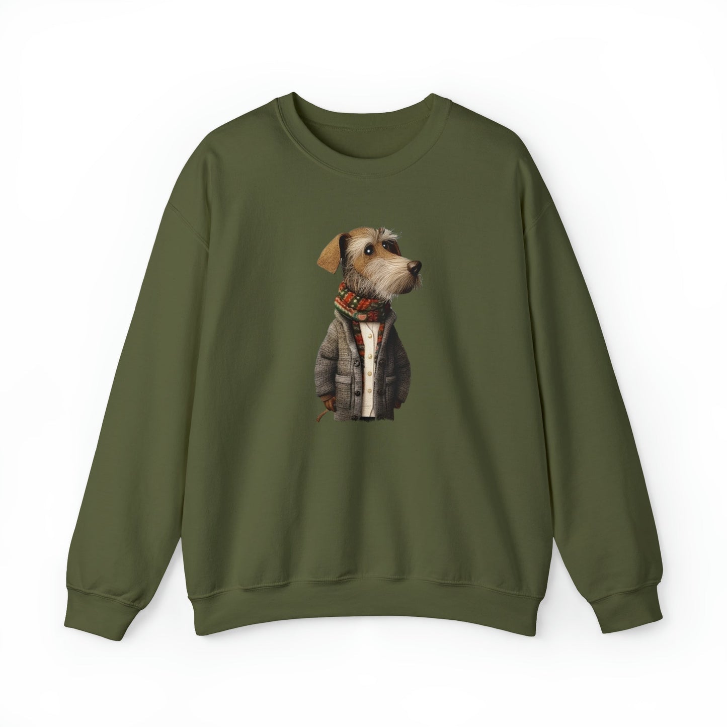 Terrier Dog Sweatshirt, Dogs in Sweaters Art Collection, Unique Boho Design Shirt - FlooredByArt