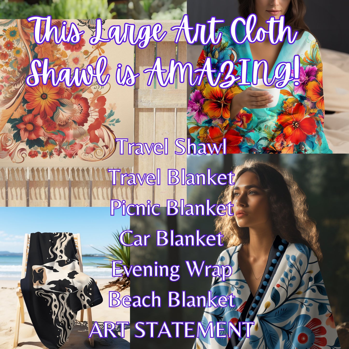 Versatile Scandi Art Design Beach Cloth Shawl: Towel, Blanket, Shawl, Cover-up - FlooredByArt