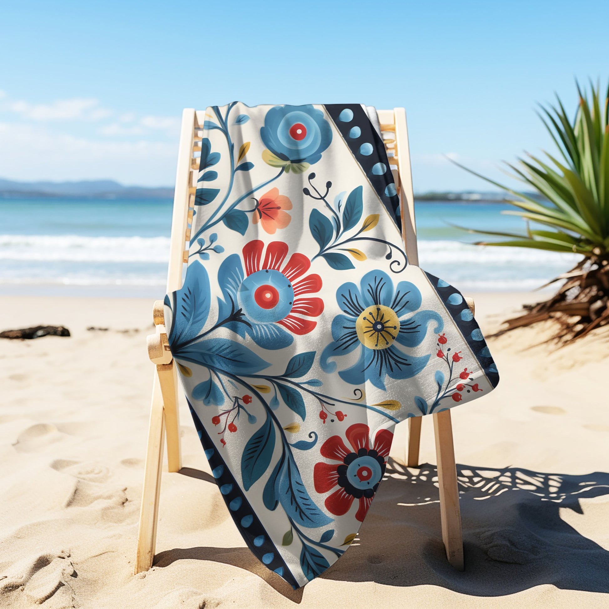 Versatile Scandi Art Design Beach Cloth Shawl: Towel, Blanket, Shawl, Cover-up - FlooredByArt