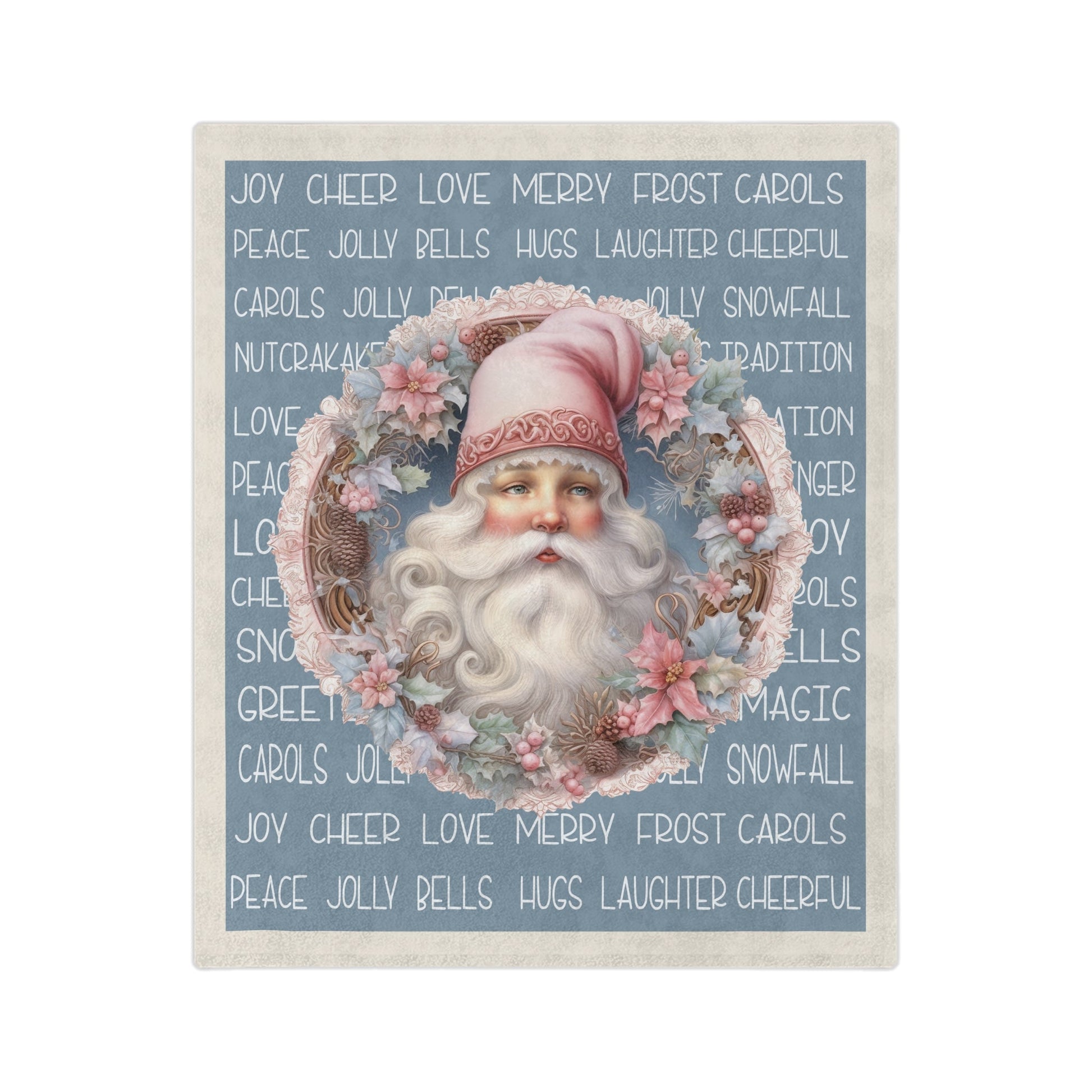 Victorian Pastel Pink Santa Christmas Blanket - A Timeless Keepsake - FlooredByArt