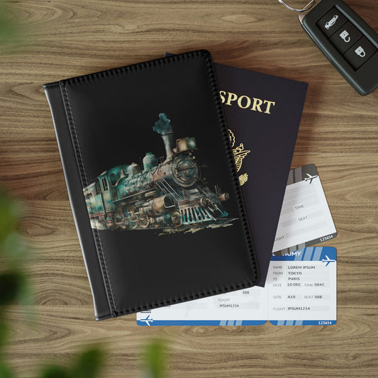Vintage Green Steam Engine Passport Cover - Perfect for the Traveler - FlooredByArt