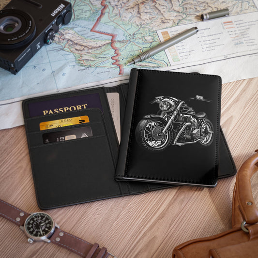 Vintage Motorcycle Passport Cover - Travelers Passport Wallet, Motorcycle Travel Cover, Graduation Gift, Student Gift - FlooredByArt