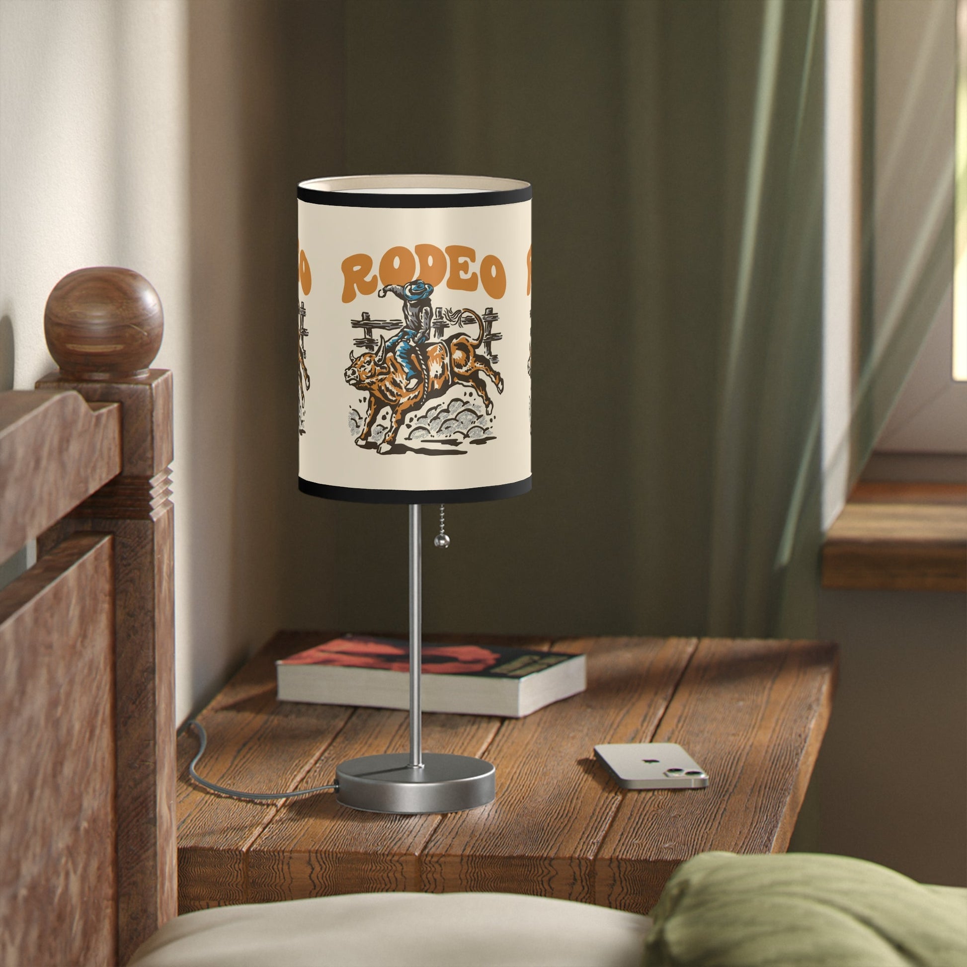 Vintage Rodeo Bullrider Illustration Lamp, Rodeo Bullrider Rider, Rodeo Art - FlooredByArt