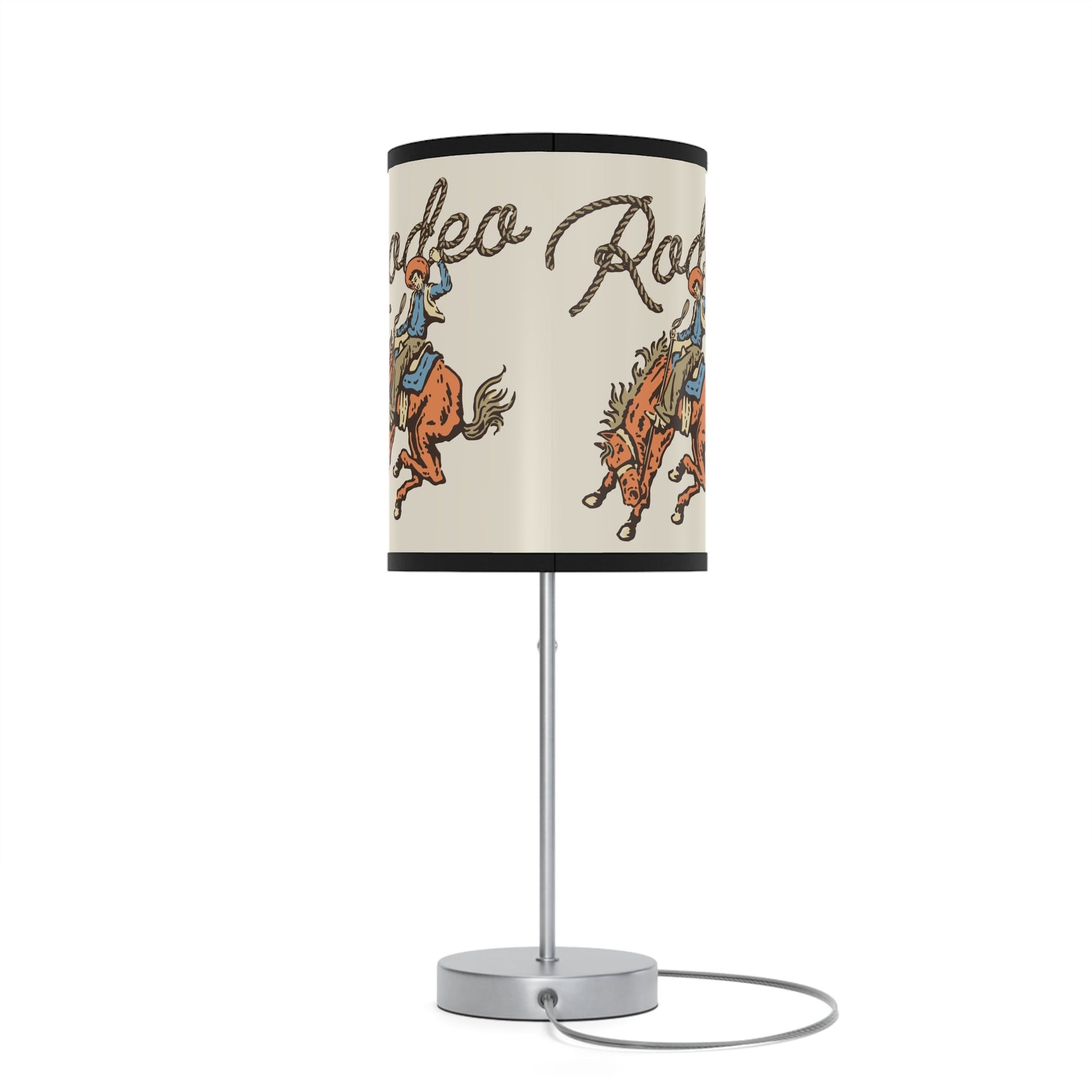 Vintage Rodeo Poster Illustration Lamp, Horse Bronco Rider, Boys Room - FlooredByArt