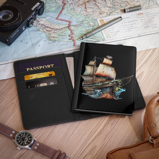 Vintage Sailing Ship Traveling Passport Cover Graphic Passport Wallet, Vintage Sail Ship Travel Cover, Graduation Gift, Student Gift - FlooredByArt