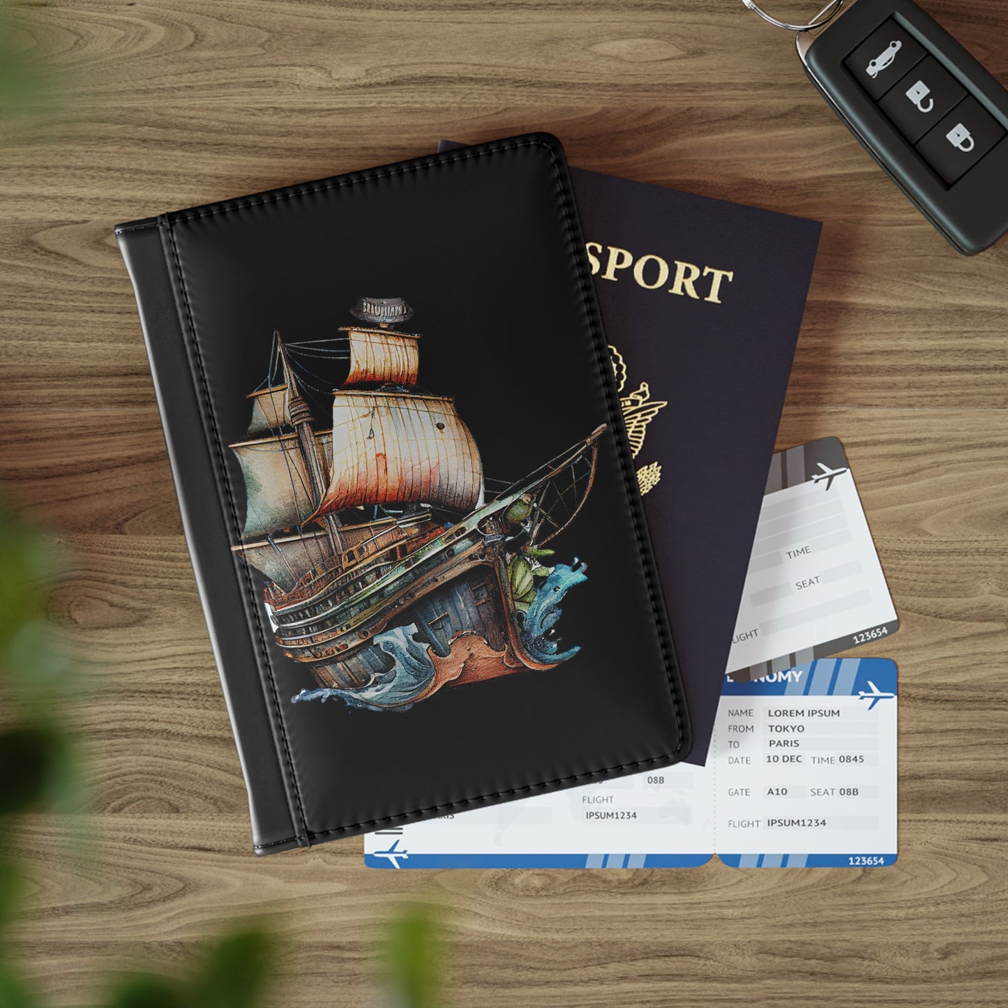 Vintage Sailing Ship Traveling Passport Cover Graphic Passport Wallet, Vintage Sail Ship Travel Cover, Graduation Gift, Student Gift - FlooredByArt