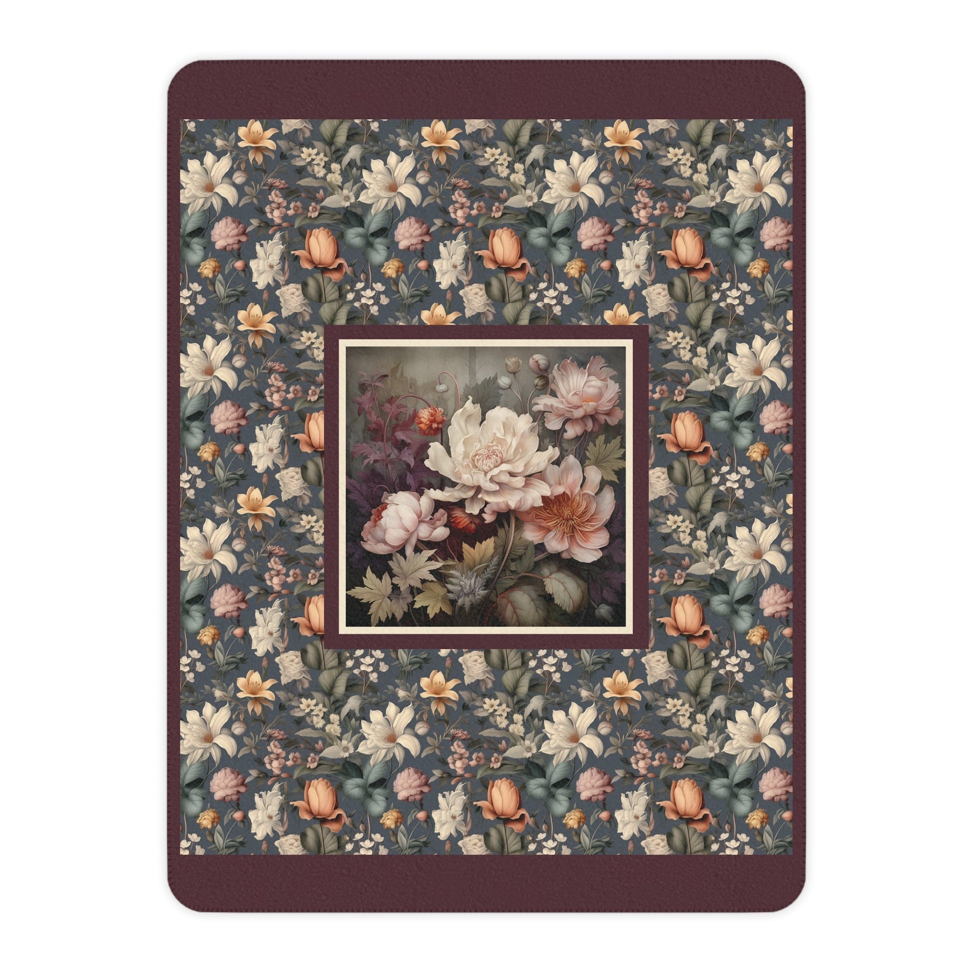 Vintage Style Botanical Throw Blanket, William Morris Color Palette, Original Design - FlooredByArt