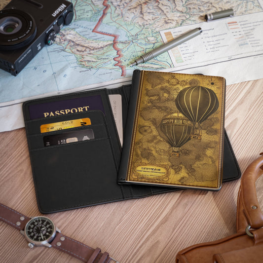 Vintage Travel Passport Cover Graphic Passport Wallet, Retro Hot Air Balloon - FlooredByArt