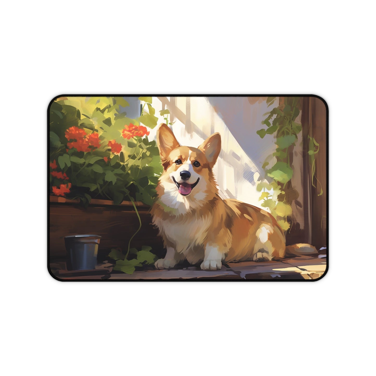 Welsh Corgi Mouse Pad, Style #3, Large Desk Mat, Watercolor Dog Art - FlooredByArt