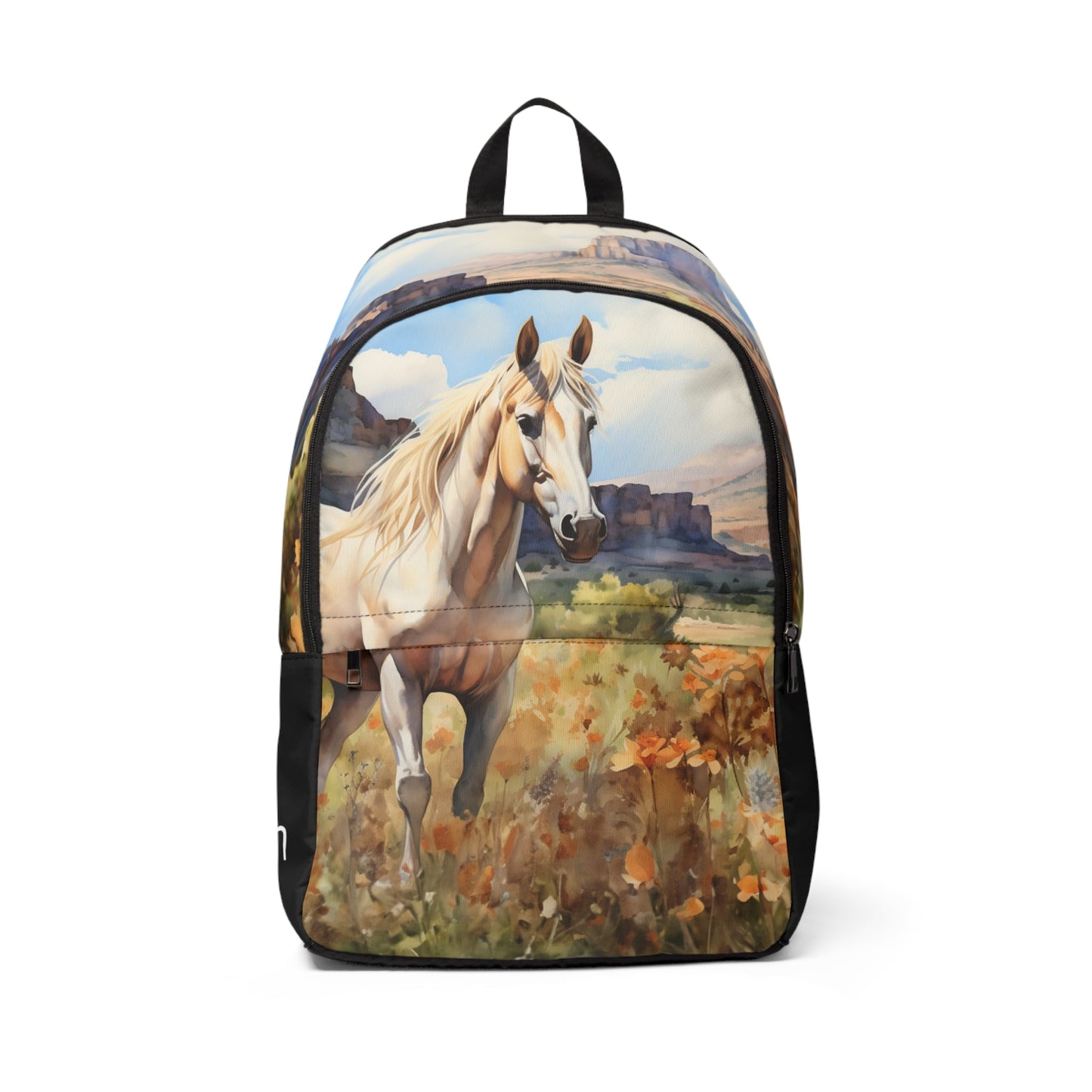 Western Mustang Backpack, Colorful Mustang and Desert Bookbag - FlooredByArt