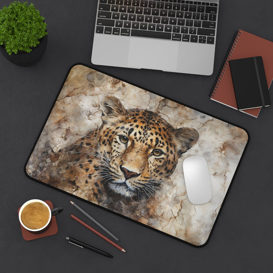 Wildlife Leopard EX Large Mouse Pad, Animal Lover Desk Mats - FlooredByArt