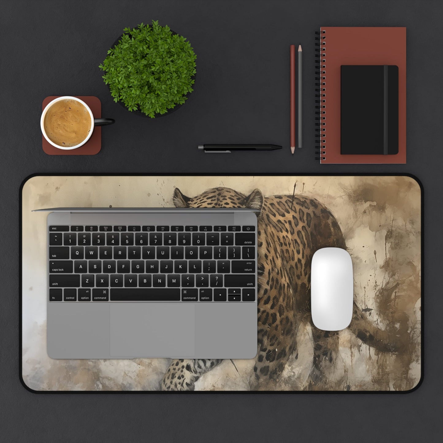 Wildlife Leopard Large Mouse Pad, Animal Lover Desk Mats, Gaming Desk Mats, Home Office - FlooredByArt