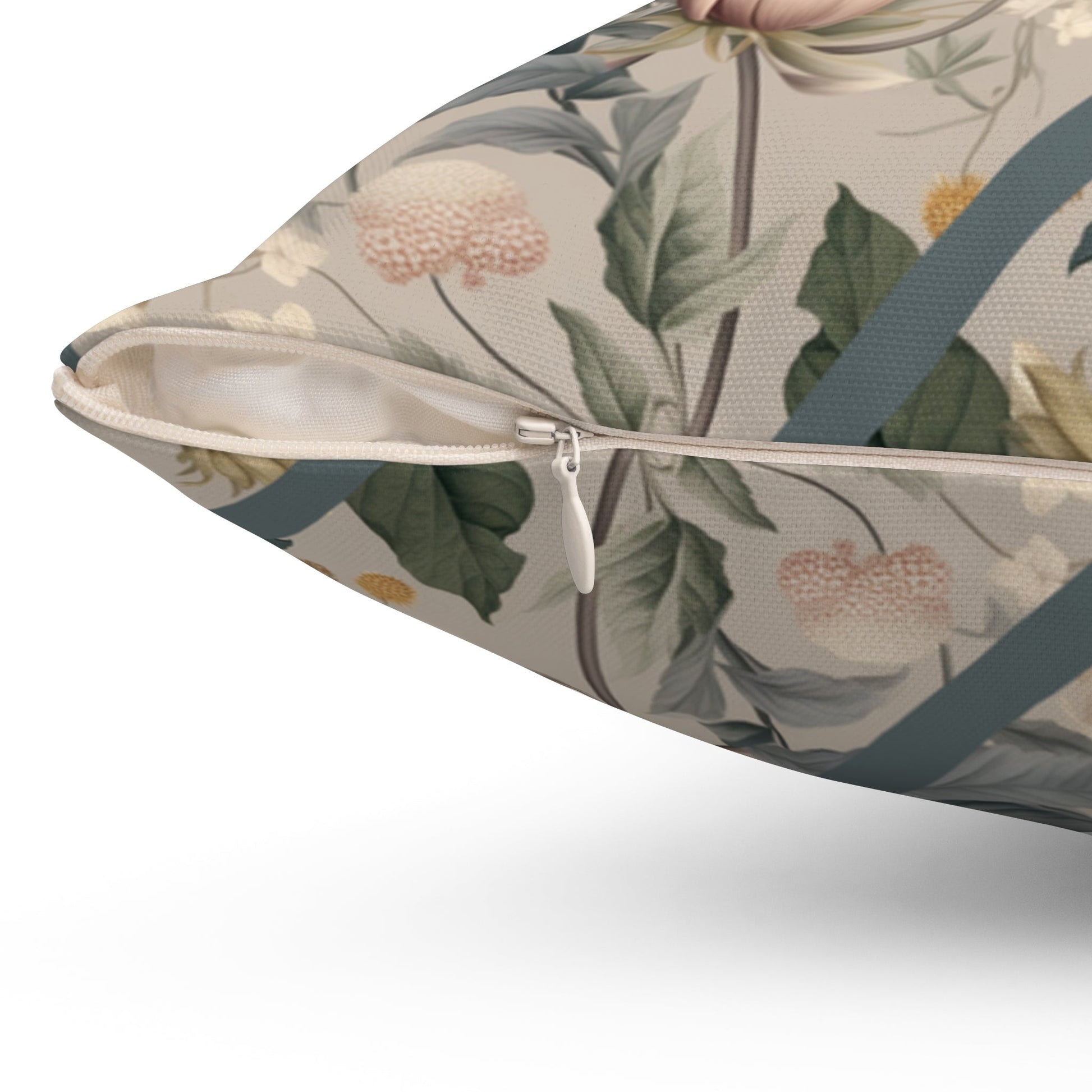 William Morris Style Garden Pillow, Sage Greens, grays, and Creme, Elegant Throw Pillow - FlooredByArt